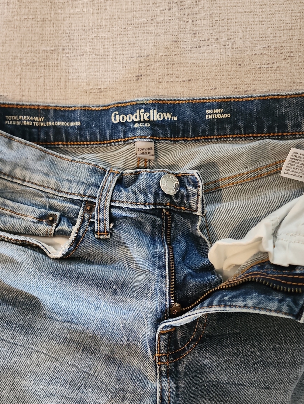 Goodfellow & Co Mens 30×30 Skinny Jeans — Light Blue Wash